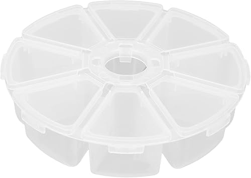 Organizador de cajas divisoras de joyerĂa de 8 rejillas, contenedor redondo de plástico transparente para almacenamiento de joyas, arte de uñas, Organizador de cajas divisoras de joyerĂa de 8 rejillas, contenedor redondo de plástico transparente para almacenamiento de joyas, arte de uñas,