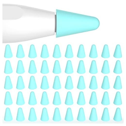 Joosko Protetores de ponta para Apple Pencil 2ª geração/1ª geração e Apple Pencil (USB-C), [pacote com 50] protetores de ponta de silicone ultrafinos, sem ruído (menta)