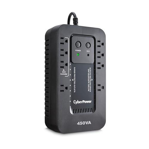 CyberPower EC450G Ecologic Battery Backup & Surge Protector UPS System, 450VA/260W, 8 Outlets, ECO Mode, Compact Uninterruptible Power Supply