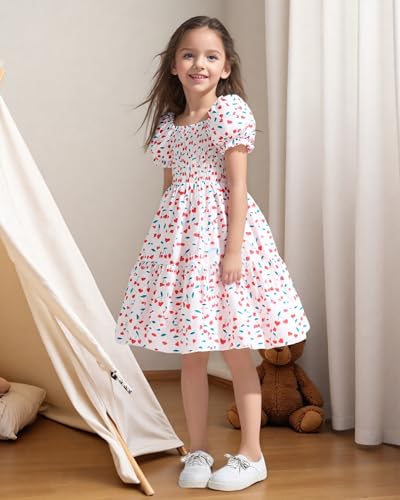 Girls Summer Sundress Casual Short Sleeve Dress for 2-8 Years2