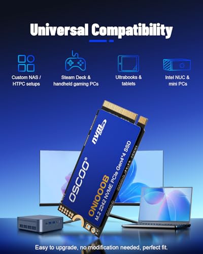 Image of 2TB M.2 2242 NVMe SSD PCIe Gen4 x4, Up to 4800MB /s, 3D NAND Internal SSD with Graphene Cooling, for Laptop, Ultrabook, Lenovo ThinkPad, Dell Latitude, Intel NUC, Mini PC,Embedded Systems