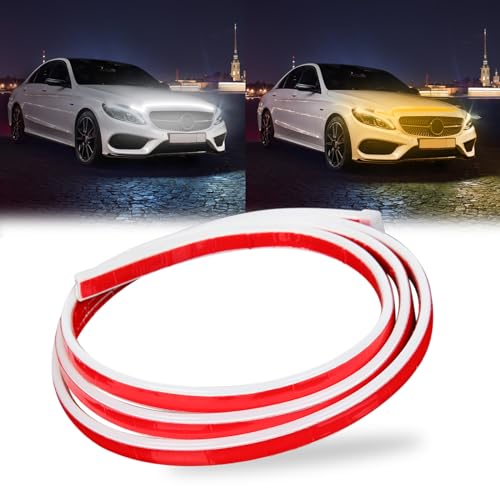 DREAMIZER Luces LED de circulación diurna para coche, 12 V, 180 cm, flexible, resistente al agua, kit de exploración dinámica, kit de iluminación para capó de coche, para coches, SUV, camiones (blanco