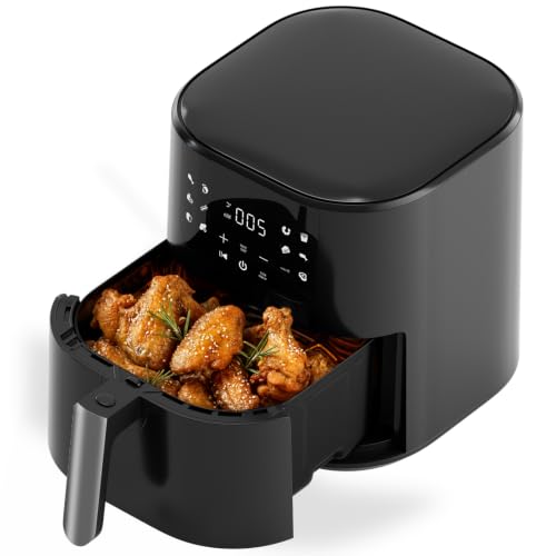 Image of Qido Air Fryer, 5.28 QT Square Airfryer with Visual Window, 400°F Fast Heating Air Fryers Oven with One-Touch Presets, Auto-Off, Dishwasher-Safe Nonstick Basket, Multiple 8 in 1 Function, Light Black