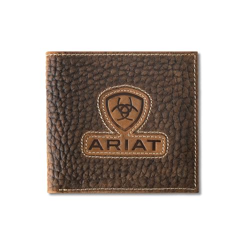 ARIAT Men's Inlay Patch Textured Leather Bifold Wallet2