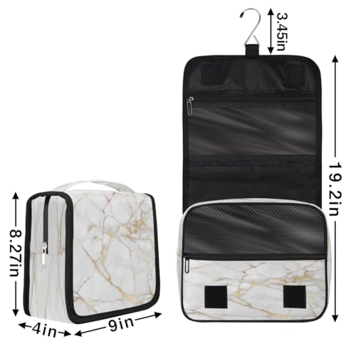 Travel Toiletry Bag for Women & Men Abstract Rose Gold Marble Hanging Cosmetic Organizer Portable Waterproof Makeup Case Make Up Bag with Compartments Travel Essentials for Bathroom Shower2
