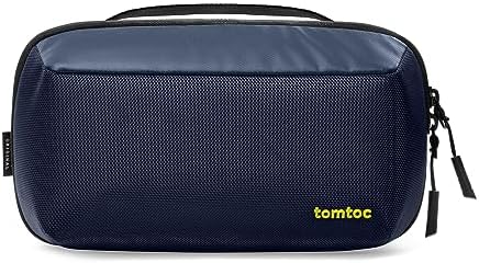tomtoc Electronic Organizer Accessory Tech Pouch for MacBook Charger, Cables, Power Bank, Hard Drive, Travel Cords, Water-resistant Storage Bag with Removable Card Slots for USB Adapter, Memory Card (Navy Blue)