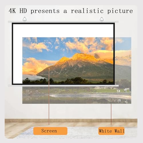 Pantalla de proyección manual para pared de 30/40/50/60/72 pulgadas, relación 4:3/16:9, pantalla 4K HD para cine en casa, oficina y aula (Blanco 16:9, 30 pulgadas) miniatura 3