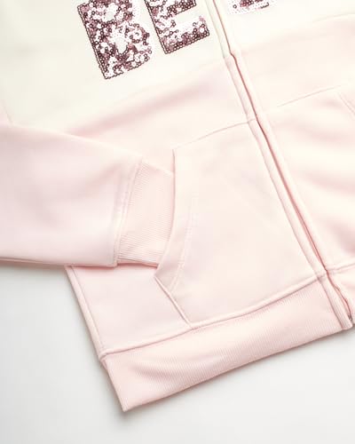 bebe Girls’ Sweatsuit Set – 2 Piece Fleece Flip Sequin Hoodie and Jogger Sweatpants (7-16)3