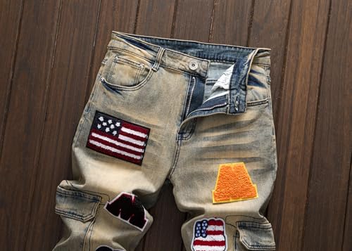 Men's Street Hip-hop Style Embroidered Fashionable Versatile Casual Multi Pocket Workwear Straight Leg Slim fit Jeans3