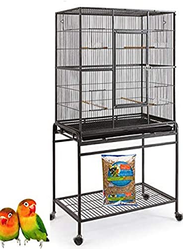 54" Large Wrought Iron Metal Bird Flight Breeder Cage With Side Breeding Nest Doors With Removable Rolling Stand #TOP20