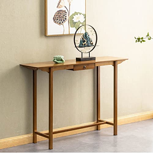 Mesa de madera maciza para sofá y televisión con cajón de bambú Nan largo 2