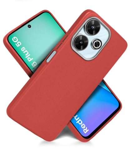 Image of WOW IMAGINE Back Cover for Mi Redmi 13 5G | Poco M6 Plus 5G | Ultra Slim Flexible Non-Slip Grip | Inner Fabric | Metal Camera Ring & Lightweight Soft Silicone Mobile Case - Crimson Red