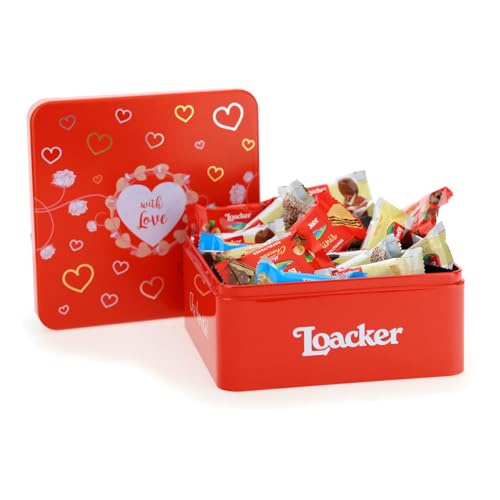 Loacker Best of Moments With Love Geschenkbox mit 34 Mini-Waffel-Pralinen Schokoladenmischung als Geschenk zum Valentinstag Muttertag Geburtstag Schoko-Mix