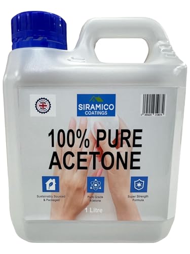 SIRAMICO COATINGS Pure Acetone | 1 Litre | Nail Polish Remover | Removes All Types of Nail Polish Gels Acrylics Nail Tips & Glues | Super 100% Strength Formula