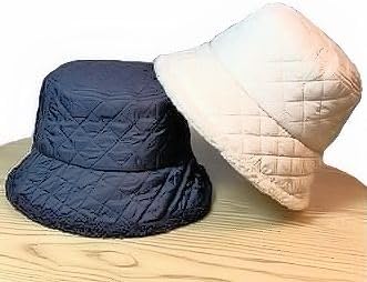 Ladies Reversible Quilted Sherpa Bucket Hat (Black) - Image 4