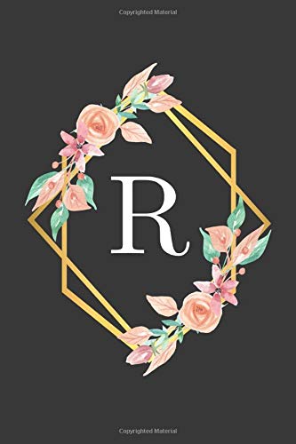 R: Monogram Initial Letter R Notebook for Girls and Women, College Ruled, Watercolor Floral Design