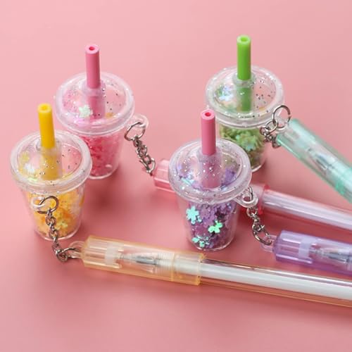 Set de 4 bolígrafos gel con colgante de margaritas multicolor miniatura 3