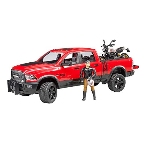 Bruder Ram 2502 Power Wagon With Ducati Scrambler Desert Sled And Driver Vehicles Toy #TOP5