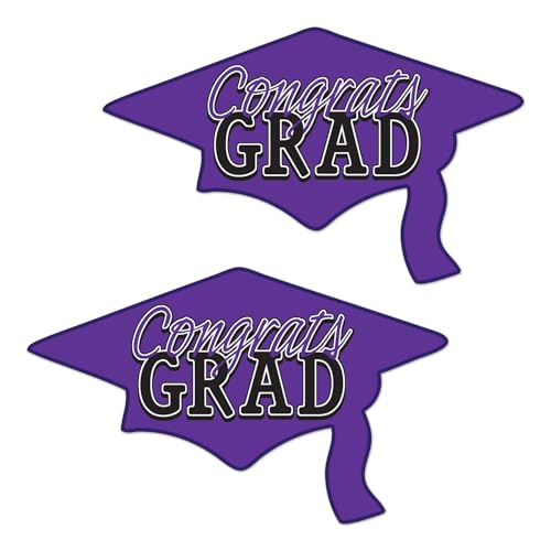 Beistle Congrats Grad Cutouts, 2 peças grandes decorações de boné de formatura para celebrações, art
