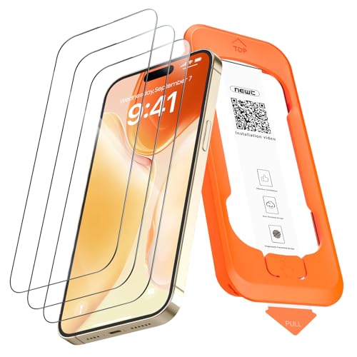 NEW'C 3 Stück Full Screen für iPhone 14 Pro Panzerglas (6,1 Zoll), Schutzglas [Auto-Installation], Frei von Kratzern, 9H Härte, Displayschutzfolie, Ultrabeständig folie 1