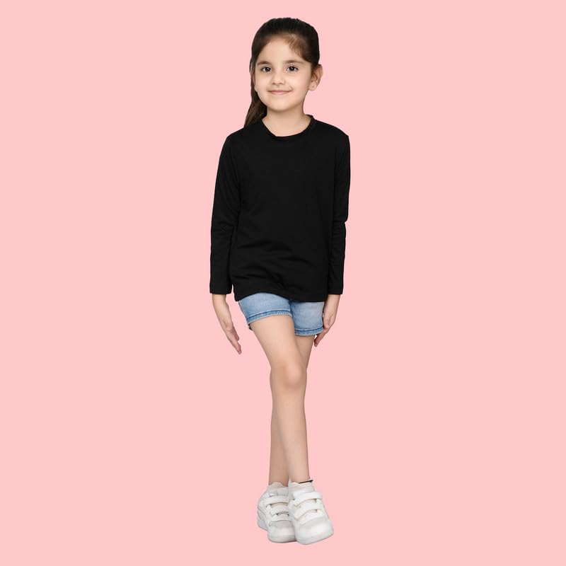 Image of Nusyl Girls Full Sleeves T-Shirt for Kids | Cute Printed Casual Wear | Soft Cotton Blend | Comfortable Regular Fit | 2-16 Years | Multiple Colors