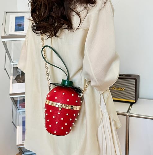 YYZGGLING Sac à Main Charmant Pour Femme : Sac à Bandoulière Tendance En Forme De Fraise Avec Bandoulière Réglable – à Porter à La Main Ou En Bandoulière (Rouge) – vue 2