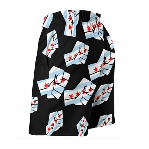Chicago Flag Resist Mens Swim Trunks Quick Dry Board Shorts Beach Swimwear Bathing Suits4