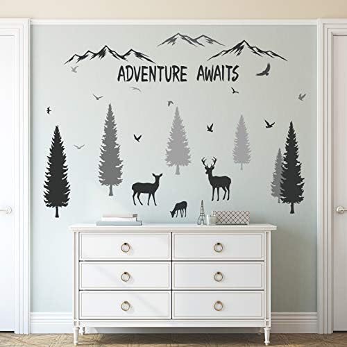 HONEYJOY Woodland Nursery Decor, Tree Wall Decals, Inspirational Quote Forest Animal Deer DIY Wall Stickers for Kids Room Decor 5 41iHZP1DpeL. AC