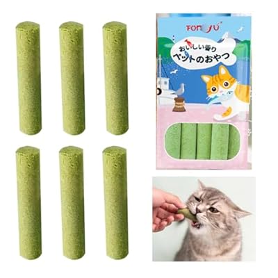 6PCS Cat Grass Teething Stick Cat Grass Sticks for Indoor Cats, Cat Dental Sticks Cat Chew Sticks Cat Teeth Cleaning Treats Natural Grass Catnip Sticks Catnip Toys Sticks for Hairball Removal