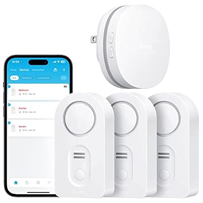 Govee WiFi Water Sensor 3 Pack, Smart Water Leak Detector, 100dB Adjustable Alarm Suit for Home and Basement, Water Leak Alert with Email & APP Push