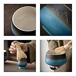 TEANAGOO-Japanese-Matcha-Set-7pcs-Matcha-Whisk-Mtacha-Kit-Matcha-Bowl-with-Pouring-Spout-Bamboo-Matcha-Whisk-chasen-Scoop-chashaku-Whisk-Holder-N23-Gradient-Navy-Matcha-Green-Tea-Powder
