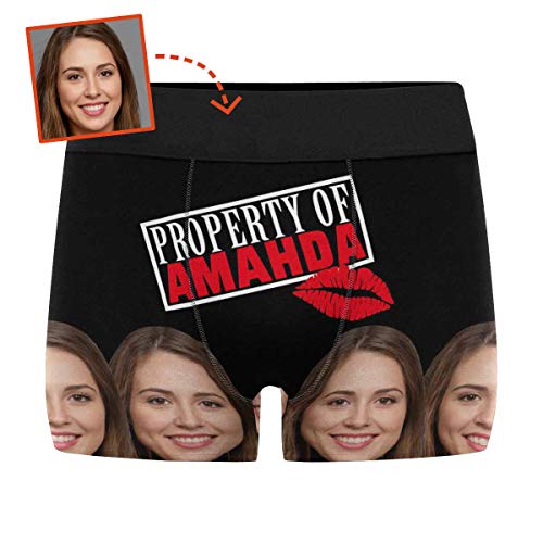 Custom Boxer Briefs for Men Property of Mine Underwear Personalized Funny Wife Face Shorts for Husband Gag Gift2