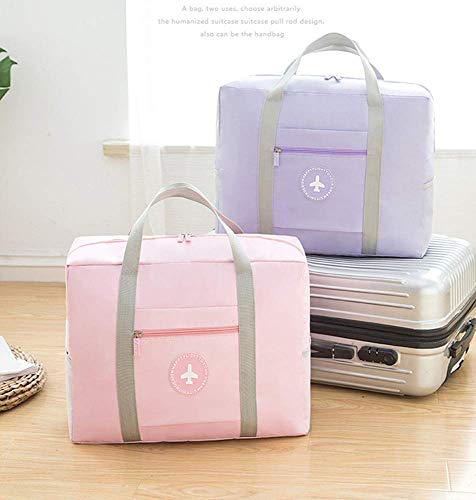 Waterproof Foldable Travel Luggage Bag – Lightweight Zipper Duffle Tote Bag for Women (pink)