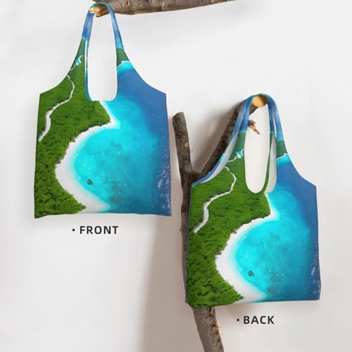An island in the ocean Printed canvas bag Women's fashionable shoulder bag3