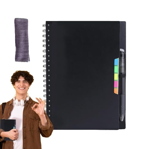 Cuaderno inteligente reutilizable, cuaderno en espiral - Cuadernos impermeables ecológicos,Libreta impermeable borrable conectada digitalmente elegante de la libreta para tomar notas en oficinas de tr