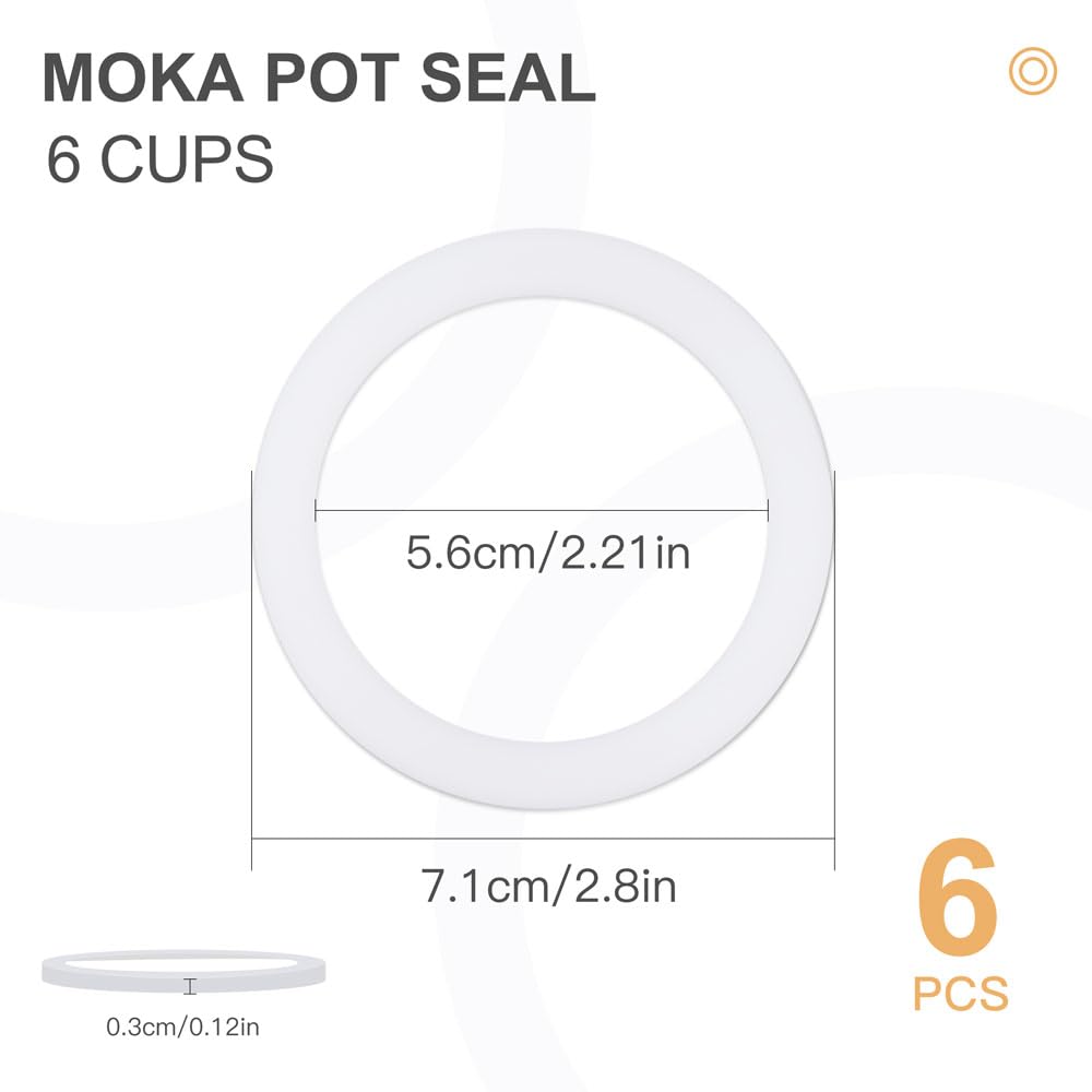 Wedrink Moka pot Dichtung und Filter Kaffeemaschine Universal für 6 Tassen Aluminium Mokka Ersatz (3x Moka Pot Silikon Gasket + 1 Aluminium Filter)