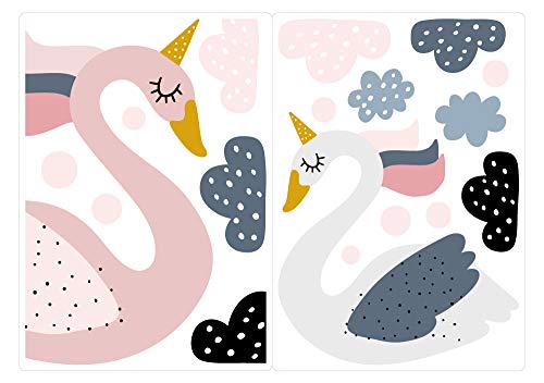 Dekodino® Lot de stickers pour fenêtre de chambre d'enfant Motif cygnes pastel Cover