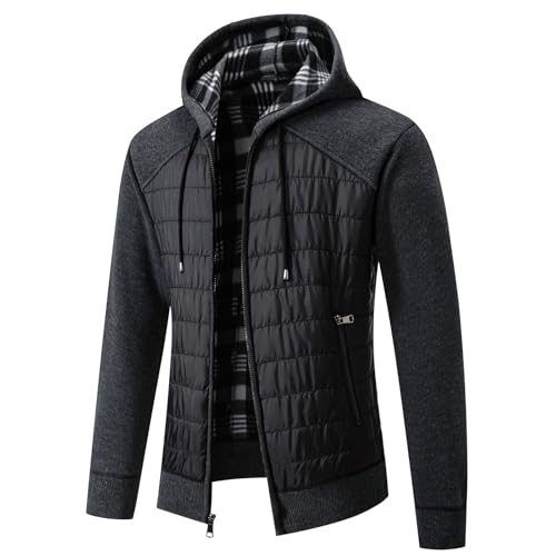 Men's Fleece Full-Zip Hoodie Cardigan Sweater Knit Hooded Casual Regular Fit Sweatshirt with Pocket3