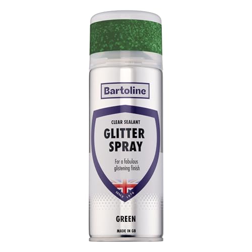 Bartoline Glitter Spray Clear Sealant Green 400ml – Vibrant Green Glitter Paint for Crafts, Décor and DIY Multi-Surface Spray for Wood, Metal, Plastic, Fabric Bold Sparkling Finish Indoor and Outdoor