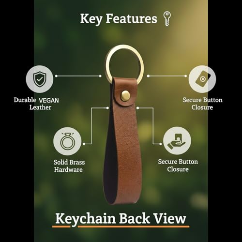 Image of Men's Leather Keychain Name Leather Keychain for Mens | Personalized Keychains with Printed Customized Keychains for Men | Customised Gift Set for Men with Name & Charm, Brown