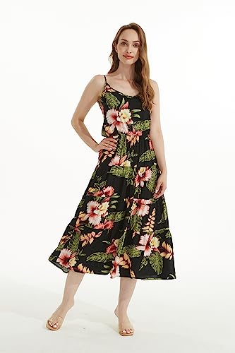 Image of Family Matching Hawaiian Clothes, Black Rafelsia | Lightweight 100% rayon • Family matching outfits • Beach vacations • Luaus • Cruises • Family photos
