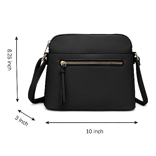 LA TERRE Small Crossbody Bag, Dome Shoulder Bag with Zipper Pocket Adjustable Strap3