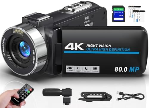 Camcorder Video Camera 4K 80MP 30FPS Vlogging Camera for YouTube ...