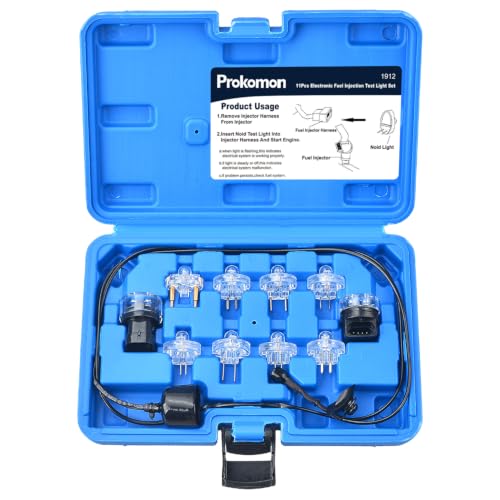 Prokomon 11 Pieces Noid Light Test Kit; Fuel Injector Noid Light Tester Kit with 8 Noids for Most Cars