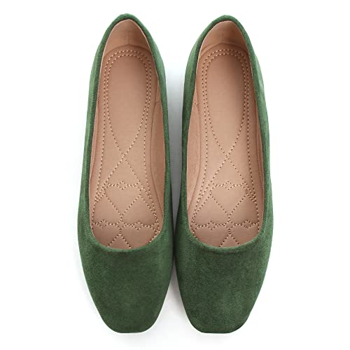 Image of ChaiRong Zhou Women Square Toe Ballets Flats Comfort Slip On Walking Shoes for Driving