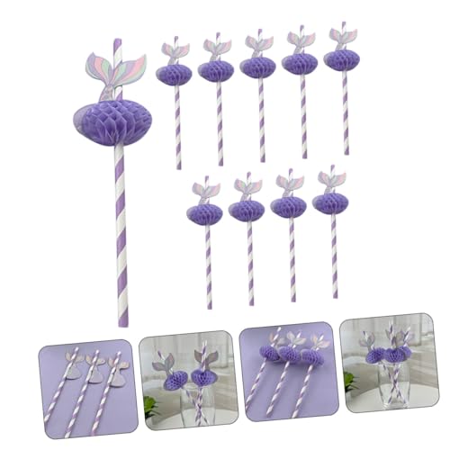 50 pitillos desechables de papel diseño sirena violeta miniatura 7