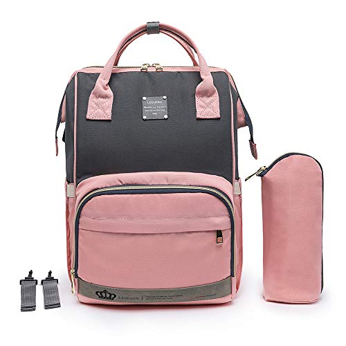 Mochila Lequeen Maternidade Standard Reforçada Rosa C/Cinza
