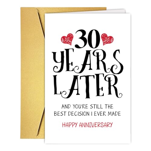 RUALOVE Romantic 30 Years Anniversary Card for Husband Wife, Sweet 30th Wedding Anniversary Card for Couple, Ideal Thirty Years Wedding Cards Gift for Him Her, Funny 30th Wedding Anniversary Cards