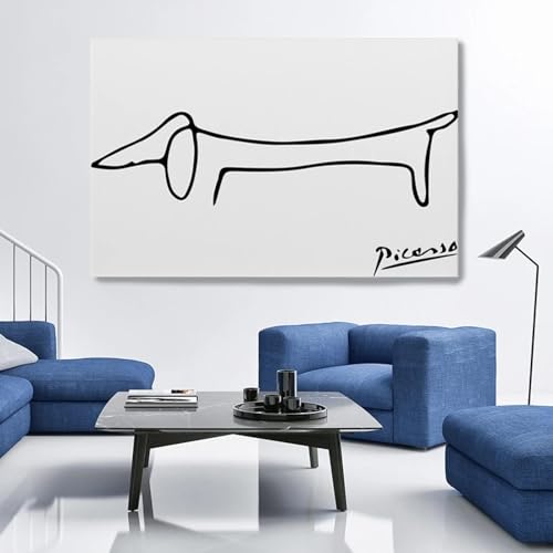 Toile Picasso œuvres classiques chien pour déco murale maison bar et chambre