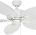 Honeywell Ceiling Fans Duval 52 Inch Ceiling Fan, Quick 2 Hang Indoor/Outdoor Ceiling Fan with Pull Chain, Dual Mount 5 Blade Tropical Design, ETL Damp Rated, White (50206-01)